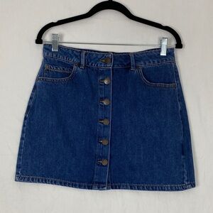 Garage Denim Mini Skirt Button Front Blue Jean Skirt